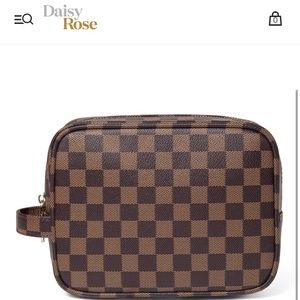 NEW! Daisy Rose Brown Checkered Makeup Bag